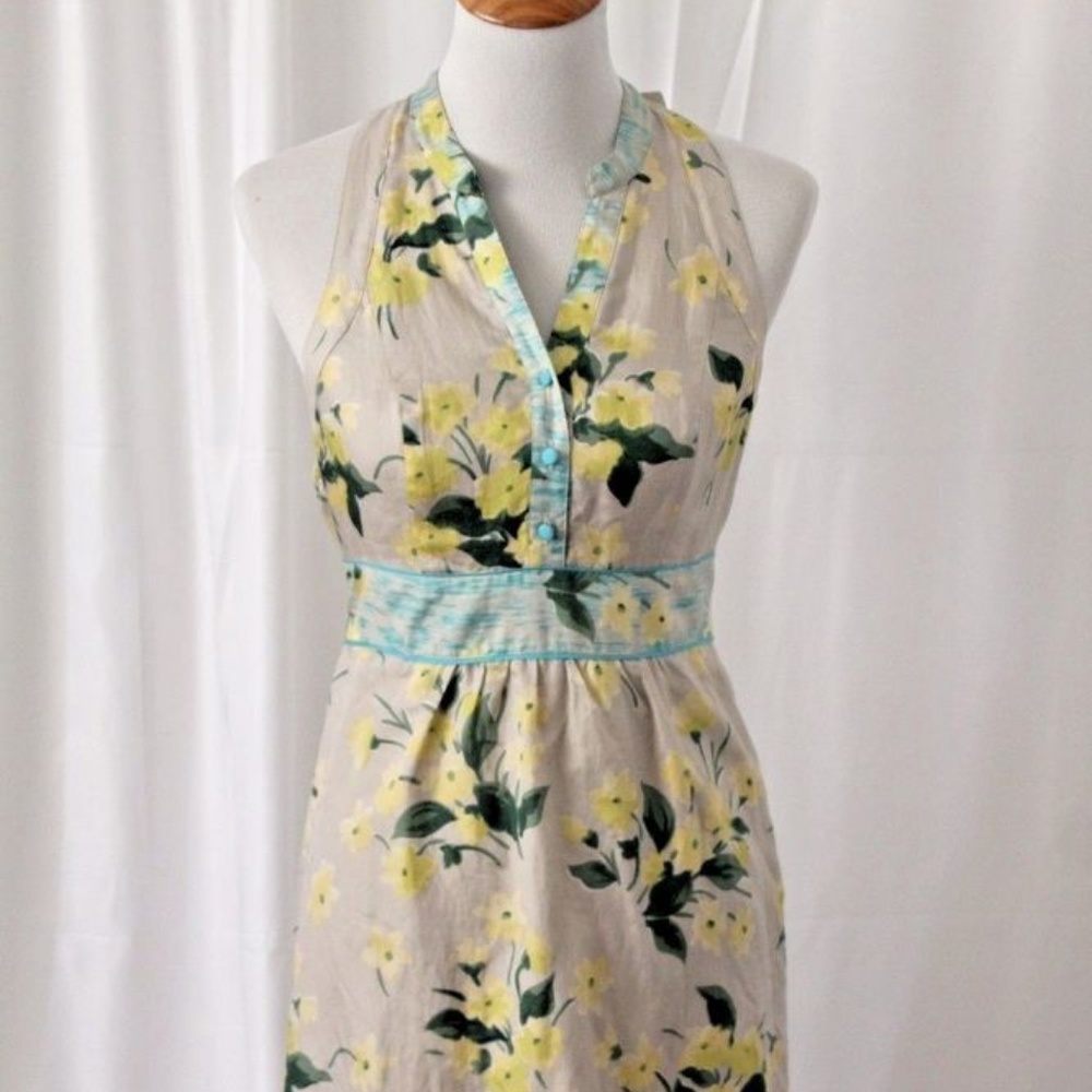Maeve | Anthropologie Dress Knee Length Floral Tan